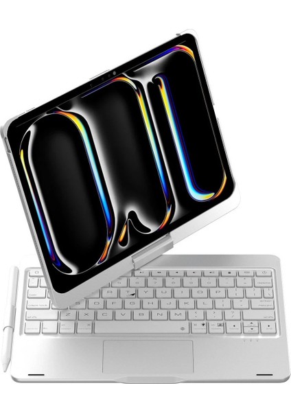 iPad Pro 11 (2024) F11 Ats Kılıf Magic Dönen Klavyeli Tablet Kılıf - GÜMÜŞ-(5796) indirimleri