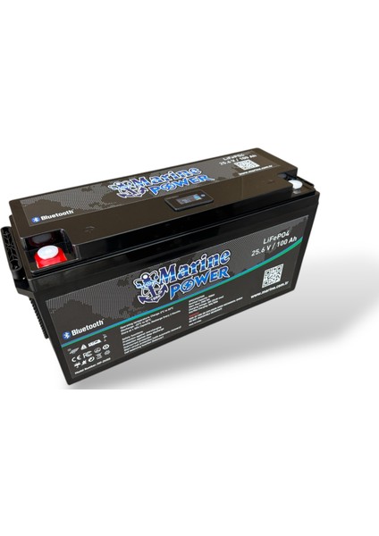Lityum Lifepo4 Akü 24V 100AH | Bluetooth+Monitör | 6000 Döngü | Tekne, Karavan, Solar Enerji