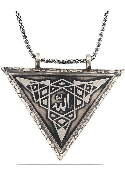 Gümüş Üçgen Içi Açılabilen Allah Muskalık Kolye