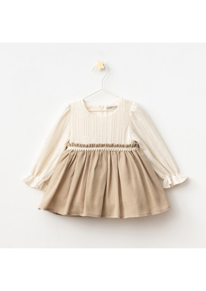 Baby Müslin Kumaş Bebe Yaka Bebek Elbisesi %100 Pamuk