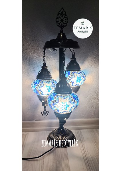 El Yapımı Otantik Mozaik Minik Lambader 3 Lü