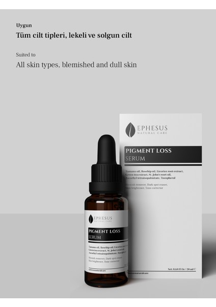 Pigment Loss Tüm Cilt Tiplerine Uygun Leke Karşıtı ve Ton Düzenleyici Serum 20ML modelleri