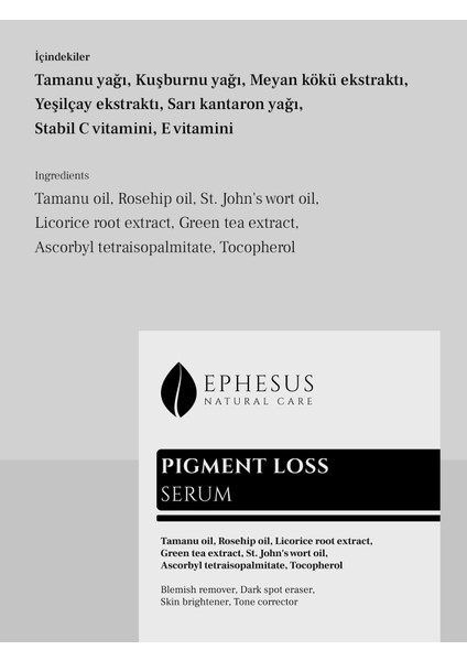 Pigment Loss Tüm Cilt Tiplerine Uygun Leke Karşıtı ve Ton Düzenleyici Serum 20ML fırsatları