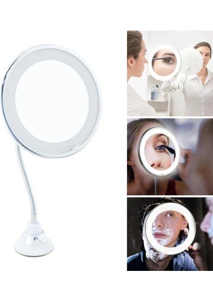 360° Döner Esnek Makyaj Aynası – 10X Büyüteçli, Güçlü Vantuzlu Detay Görüntüleme Çok Açılı Makyaj &amp;amp; Cilt Bakım Aynası (5148)
