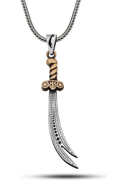 Gümüş Desenli Zülfikar Kılıcı Erkek Kolye