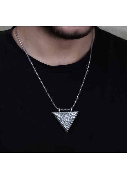 Gümüş Üçgen Içi Açılabilen Osmanlı Arma Muskalık Kolye fiyatları
