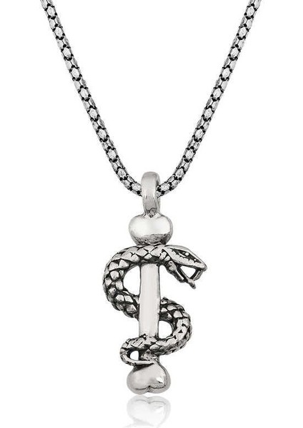 Gümüş Yılan Erkek Kolye