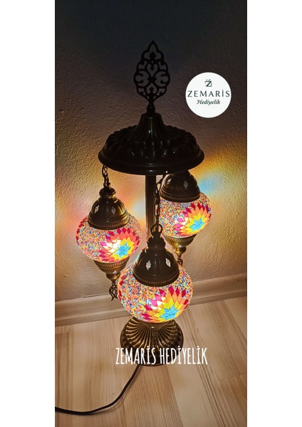 El Yapımı Otantik Mozaik Minik Lambader 3 Lü