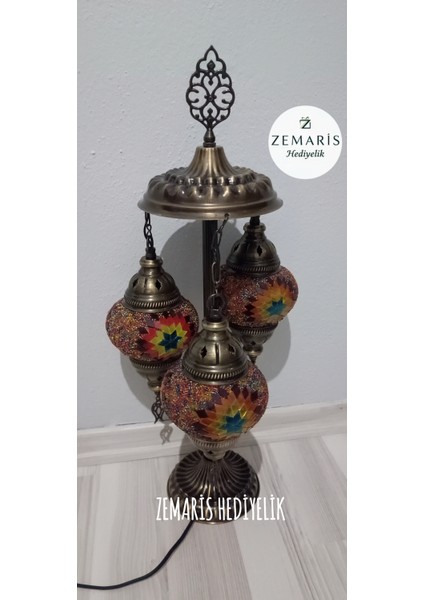 El Yapımı Otantik Mozaik Minik Lambader 3 Lü modelleri