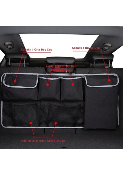 Etashop Su Geçirmez Araç Bagaj Organizeri 3 Askılı Arka Koltuk Düzenleyici Çok Cepli Bagaj Düzenleyici fiyatları