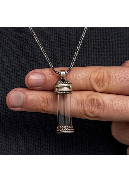 Gümüş Içi Açılabilen Muska Kabı Cevşen Erkek Kolye