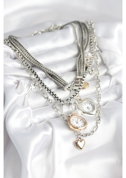 Otantik Gümüş Renk Kadın Kolye Kombini - Lisinya fiyatları