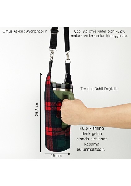 El Yapımı Iskoç Kareli Kulplu Termos Kılıfı Kulplu Model Quencher Pipetli 1,18 fiyatları
