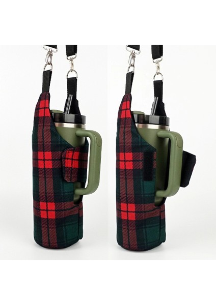 El Yapımı Iskoç Kareli Kulplu Termos Kılıfı Kulplu Model Quencher Pipetli 1,18 modelleri