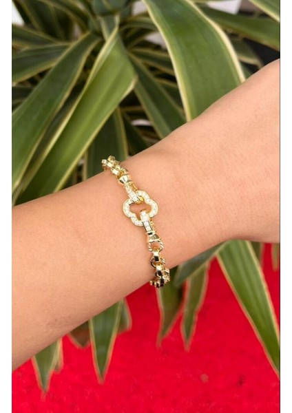 Yonca Detaylı Zincir Bileklik