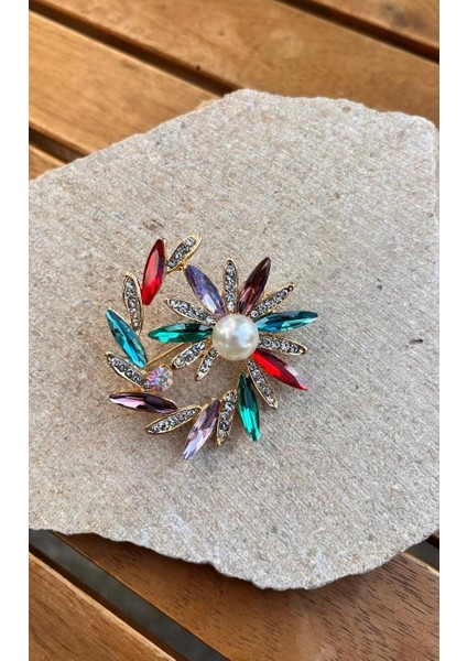 Renkli Taşlı Broş