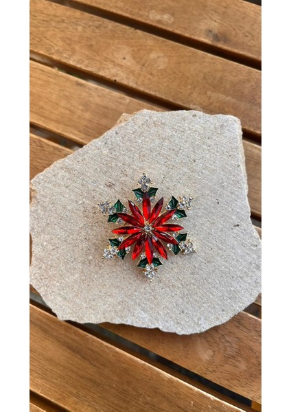Kırmızı Yeşil Taşlı Broş