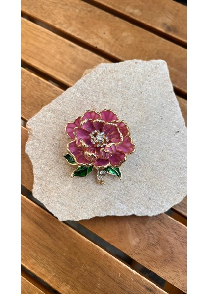 Taşlı Çiçek Broş