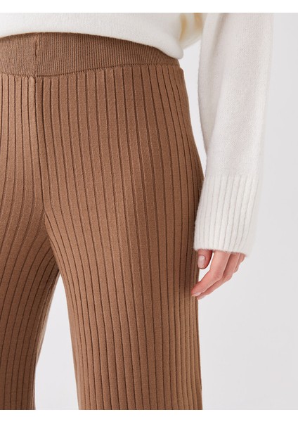 Yeni Sezon Beli Lastikli Düz Geniş Paça Kadın Triko Pantolon fırsatları