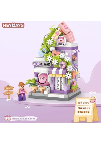 Sokak Mini Serisi: Hediye Dünyası | 420 Parça Mikro Bloklar | 14+ Yaş | Dükkan Maketi