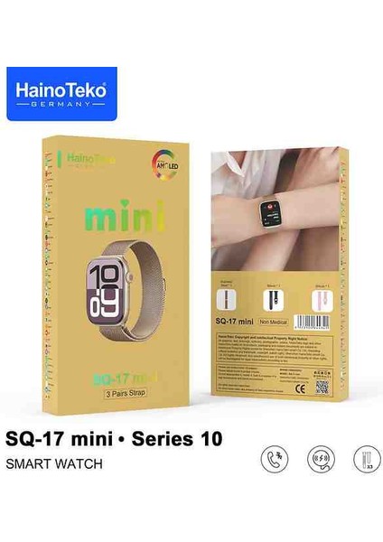 Haino Teko Germany SQ17 Mini Akıllı Saat 3 Kordon Arama Konuşma Bildirim Alma Amoled Ekran fırsatları
