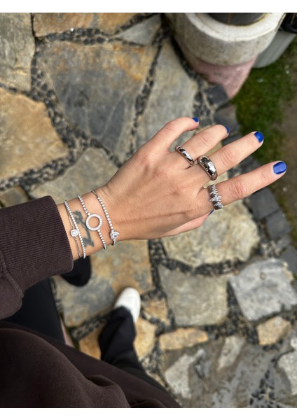 Silver Renk Halka Detaylı Ayarlanabilir Ölçü Bileklik