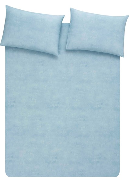 Taç Butik Velur Pamuk Çarşaf Çift Kişilik Mavi