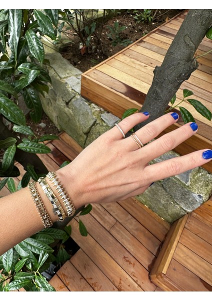 14 K Altın Kaplama Dikey Çubuk Detaylı Bileklik fiyatları