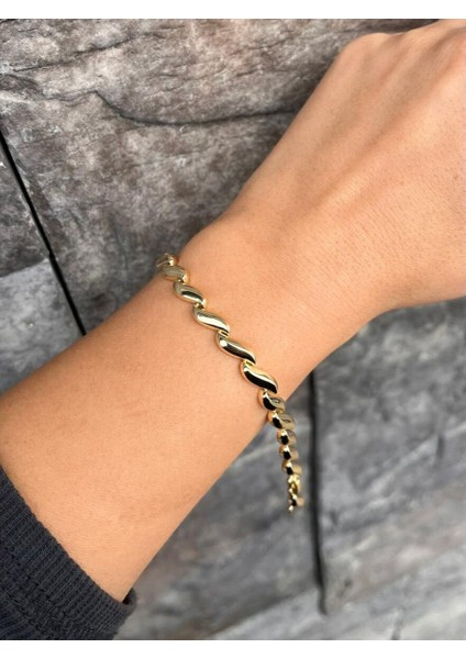 14K Damla Desen Bileklik