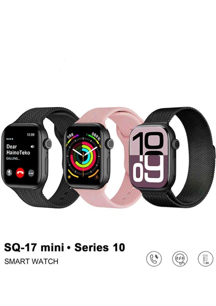 Haino Teko Germany SQ17 Mini Akıllı Saat 3 Kordon Arama Konuşma Bildirim Alma Amoled Ekran