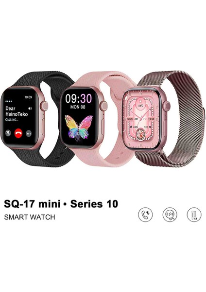 Haino Teko Germany SQ17 Mini Akıllı Saat 3 Kordon Arama Konuşma Bildirim Alma Amoled Ekran