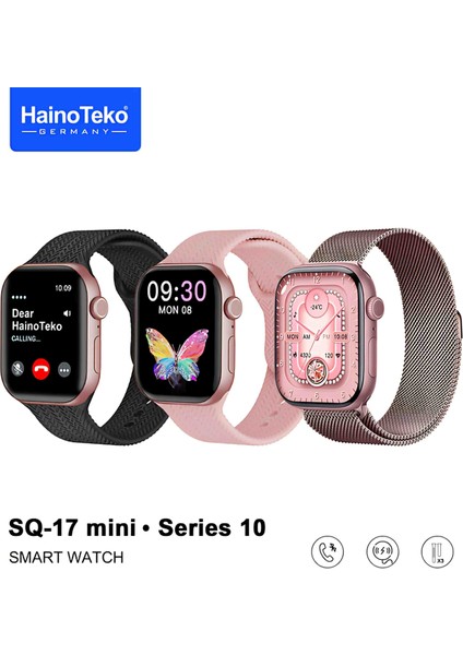 Haino Teko Germany SQ17 Mini Akıllı Saat 3 Kordon Arama Konuşma Bildirim Alma Amoled Ekran fiyatları