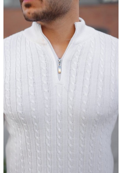 Erkek Örgü Desen Zip Yaka Triko modelleri