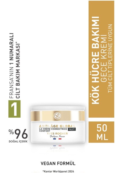 Yeni Kırışıklık ve Ince Çizgilerin Görünümünü Azalltıcı, Sıkılaştırıcı, Canlandırıcı Gece Kremi 50ML Nuit