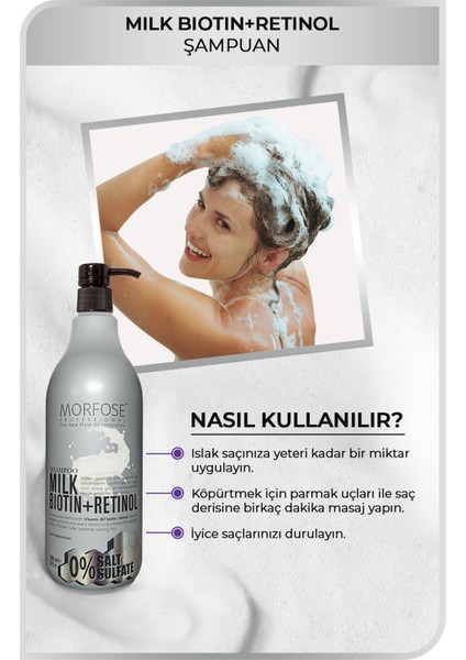 Milk Biotin Retinol Içerikli Saç Dökülme Karşıtı, Saçı Hızlı Uzatıcı ve Güçlendirici Şampuan 1000ML modelleri