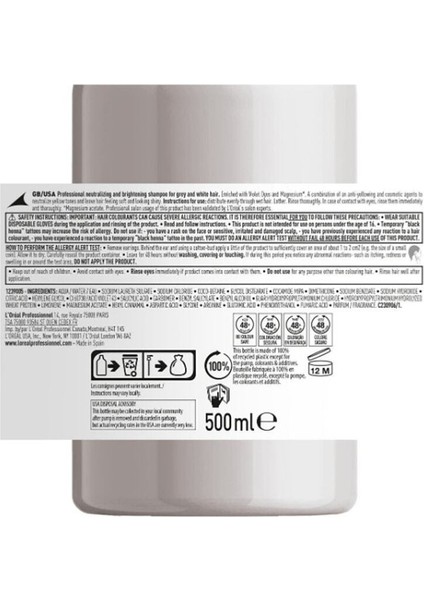 Çok Açık Sarı, Gri ve Beyaz Saçlar Için Özel Renk Koruyucu Serie Expert Silver Şampuan 500 ml modelleri