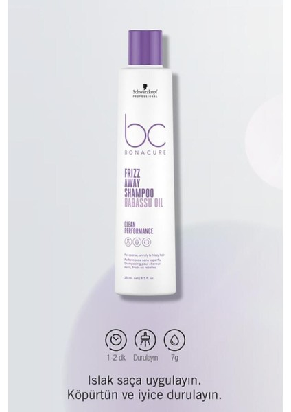 Bc Clean Kıvırcık ve Dalgalı Saçlar Için Elektriklenme Karşıtı Şampuan 250ML Bukle Kremi 150ML