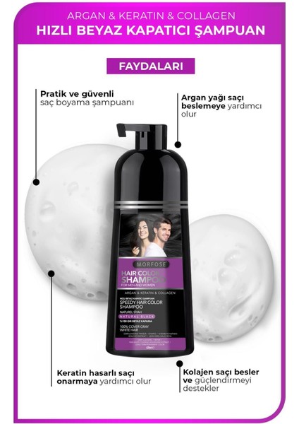 Erkek ve Bayanlar Için Hızlı Beyaz ve Gri Kapatıcı Saç ve Sakal Şampuan 420ML fiyatları