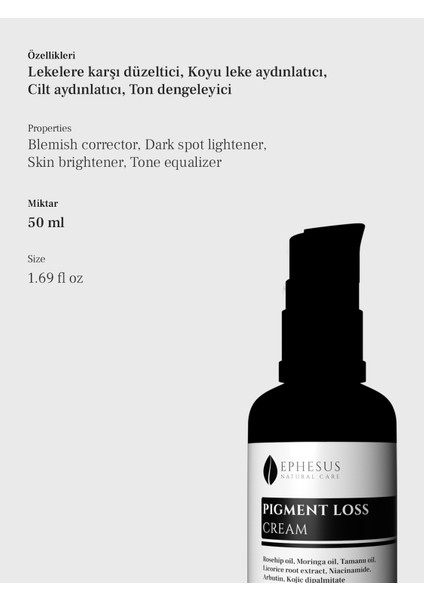 Pigment Loss Leke Karşıtı ve Ton Dengeleyici Krem 50ML fiyatları