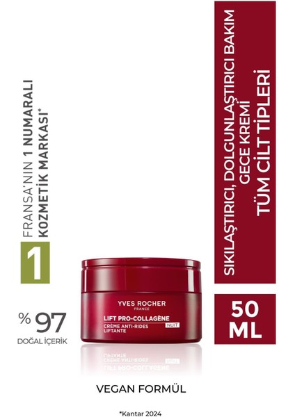 Kırışıklık Görünümünü Azaltıcı, Sıkılaştırıcı ve Dolgunlaştırıcı Bitkisel Kolajen Gece Kremi 50ML