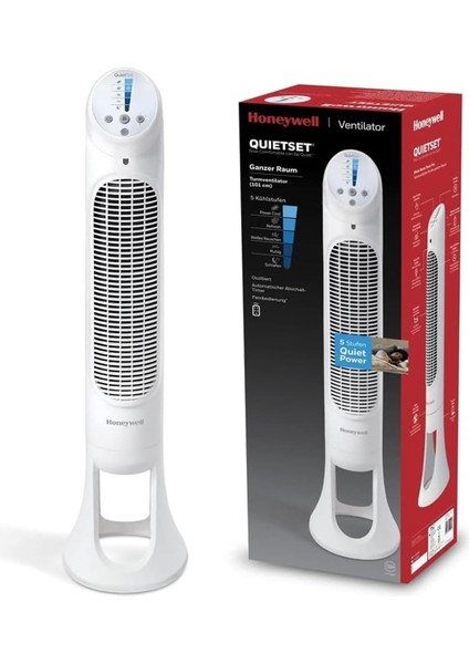 Quietset HYF260 Salınımlı Kule Tipi Vantilatör, 5 Hız Ayarı, 80 Derece Salınım, Zamanlayıcı Fonksiyonu, Aydınlatma, Otomatik Kapanma, Uzaktan Kumanda