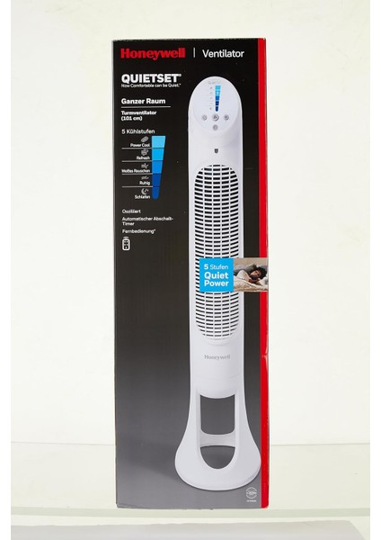 Quietset HYF260 Salınımlı Kule Tipi Vantilatör, 5 Hız Ayarı, 80 Derece Salınım, Zamanlayıcı Fonksiyonu, Aydınlatma, Otomatik Kapanma, Uzaktan Kumanda