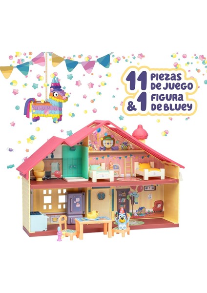 Blueyplus Büyük Parti Evi Seti Eklemli Bluey Figürlü Çok Odalı Taşıma Saplı Oyun Evi 45 cm fiyatları