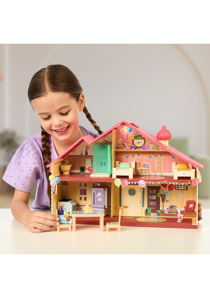 Blueyplus Büyük Parti Evi Seti Eklemli Bluey Figürlü Çok Odalı Taşıma Saplı Oyun Evi 45 cm modelleri