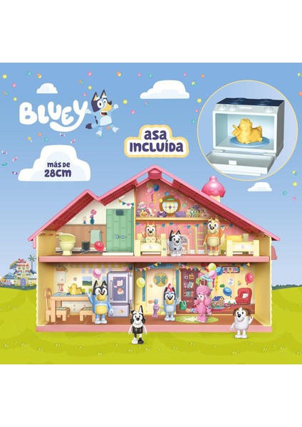 Blueyplus Büyük Parti Evi Seti Eklemli Bluey Figürlü Çok Odalı Taşıma Saplı Oyun Evi 45 cm fırsatları