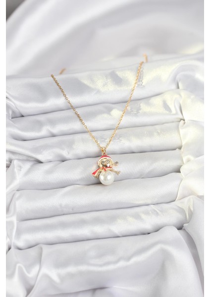 316L Çelik Zincir Gold Renk Kardan Adam Model Yılbaşı Temalı Kadın Kolye - TJ-BKO10702 fiyatları