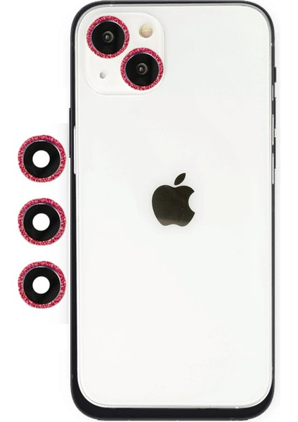 iPhone 14 Shine Kamera Lens - KIRMIZI-(5796)