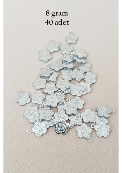 Oya Abiye Bileklik Kolye Pleksi Metalik Plastik Pul Gümüş Renk 8 Gram 40 Adet - BNC524