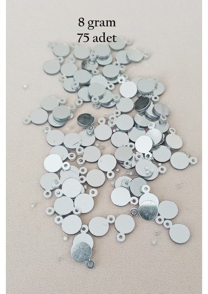 Oya Abiye Bileklik Kolye Pleksi Metalik Plastik Pul Gümüş Renk 8 Gram 75 Adet - BNC520
