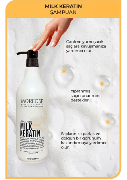 Milk Keratin Yıpranmış Saçlarınızı Onarıcı, Parlak ve Dolgun Bir Görünüm Kazandırıcı Şampuan 1000ML